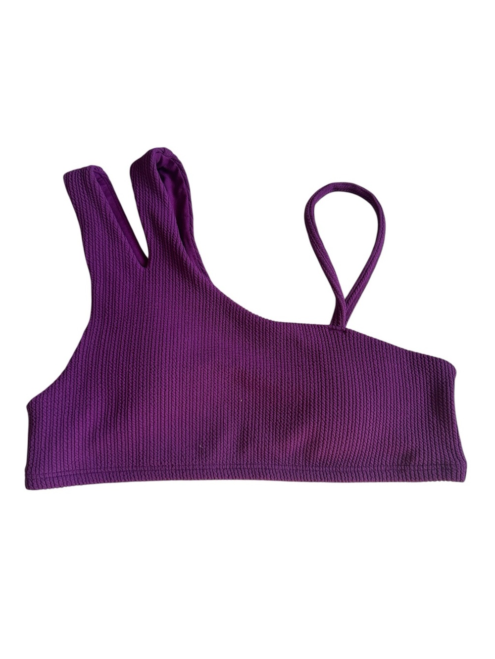 NWT DSG Girls Large Asymmetric Ribbed Swim Bikini Top - Vibrant Violet